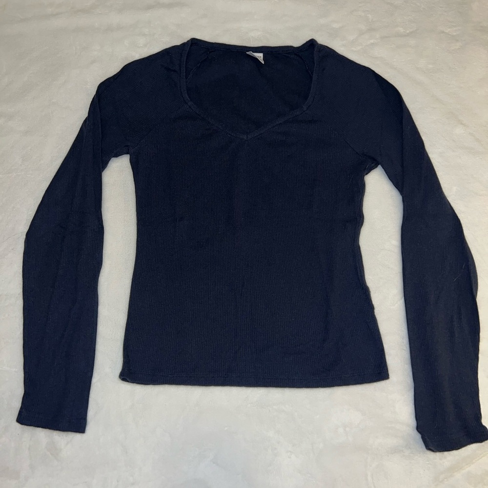 Melrose and Market Navy Long Sleeve Top (S)